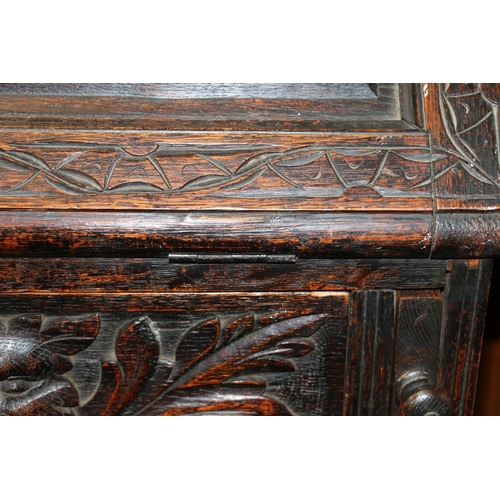 642 - Victorian carved oak bureau