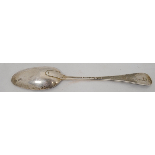 38 - Pair of silver tablespoons, crested, by Elias Cachart, London 1754, 140g.