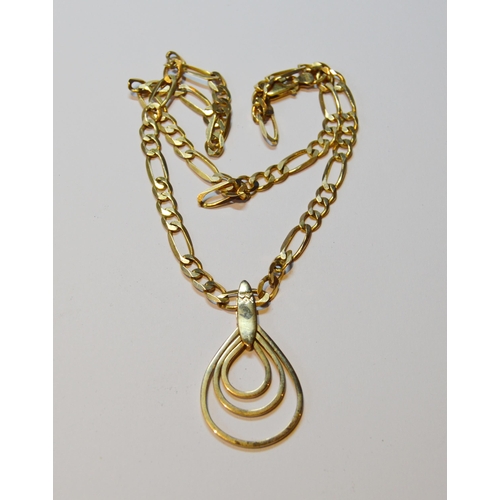 133 - 9ct gold openwork pendant, on necklet, 20g gross.