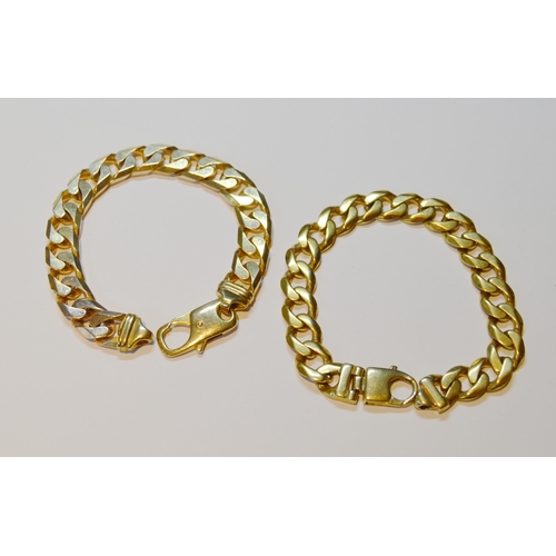 137 - Two 9ct gold bracelets of filed curb pattern, 79g gross.