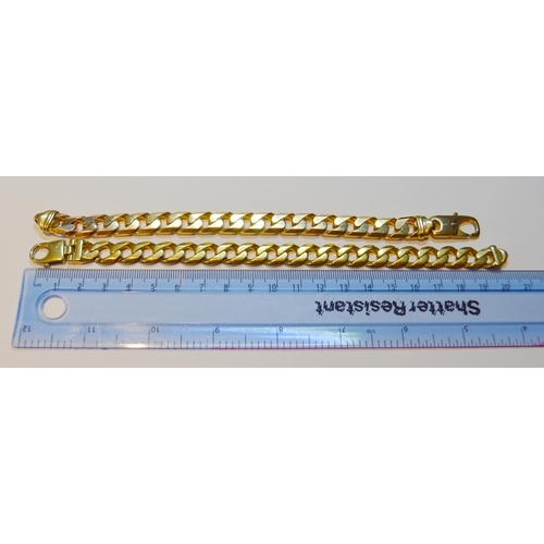 137 - Two 9ct gold bracelets of filed curb pattern, 79g gross.