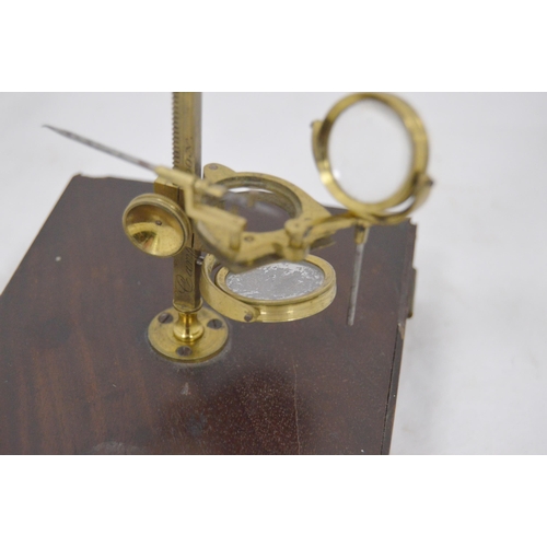 204 - 19th century Gould-type monocular microscope by Cary of London, with mounting socket and brass fitti... 