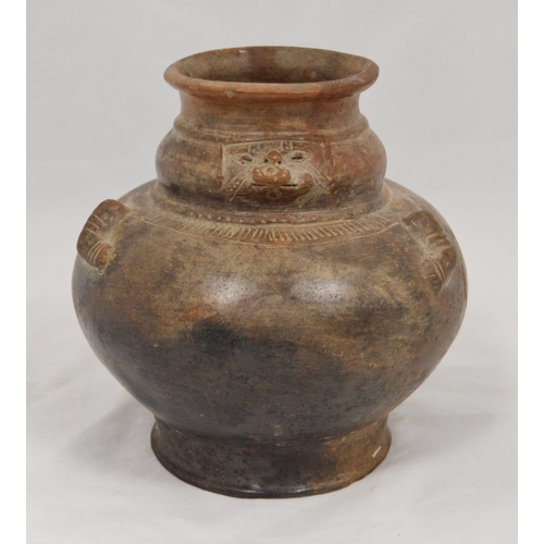 303 - Pre-Columbian black pigment oviform terracotta pot (Sierra Nevada de Santa Marta region, Colombia), ... 