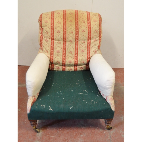 456 - Howard & Sons of LondonWalnut armchair, c. early 20th century, upholstered in period floral crea... 