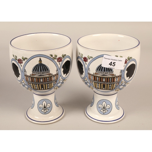 45 - Two Denby boxed commemorative goblets for the marriage of Charles and Diana