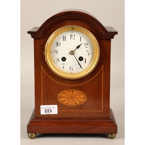 223 - Mantel clock with marquetry design