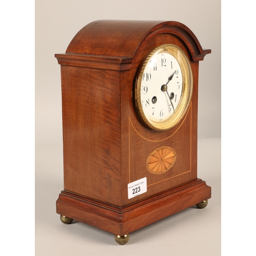 223 - Mantel clock with marquetry design