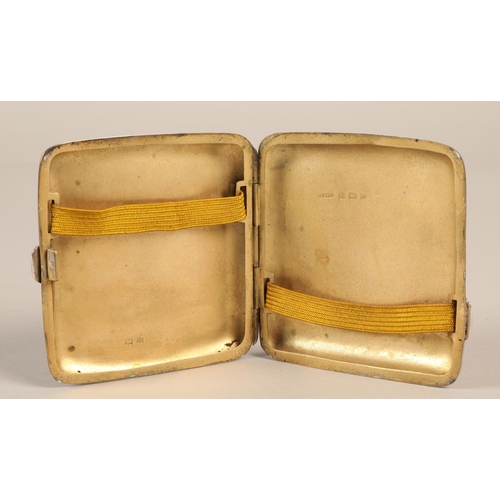 231 - Silver cigarette case with gilt interior, hallmarked Birmingham 1921, 73g