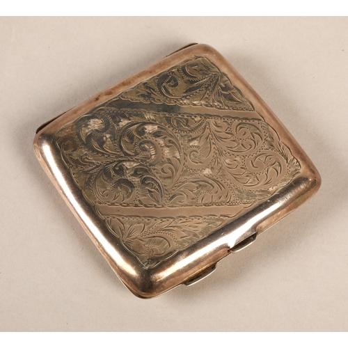 231 - Silver cigarette case with gilt interior, hallmarked Birmingham 1921, 73g