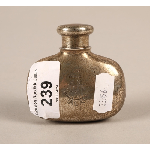 239 - Miniature silver hip flask, Birmingham 1921, 43g