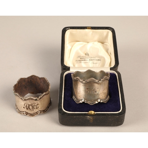 241 - Cased silver napkin ring, and another, gross weight 70g