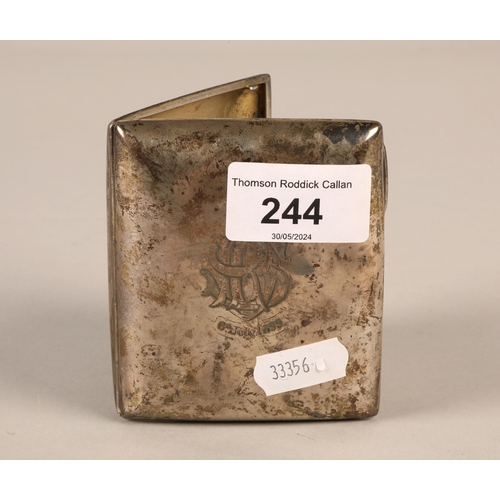 244 - Silver cigarette case, hallmarked Birmingham 1897, 84g