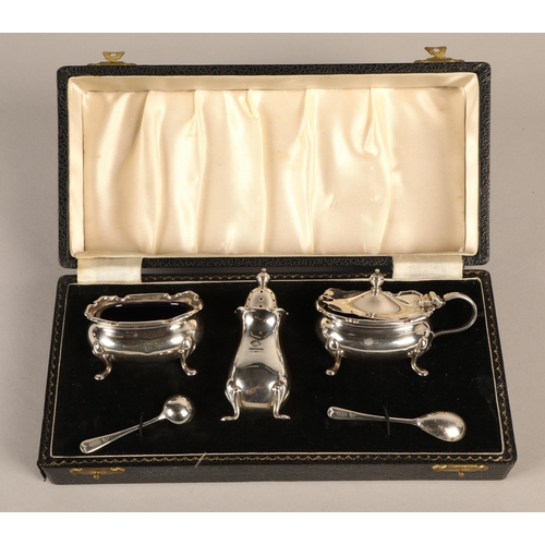 245 - Cased silver cruet set, Birmingham 1959