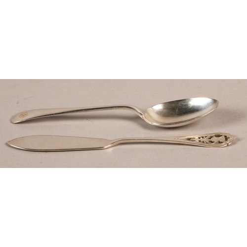 248 - Silver knife hallmarked Edinburgh 1989, and a spoon hallmarked Sheffield 1979, gross weight 37g