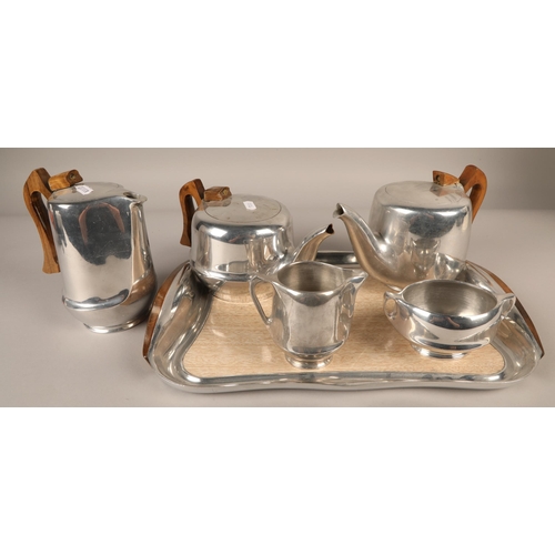 259 - Five piece Picquot Ware tea and coffee set with tray