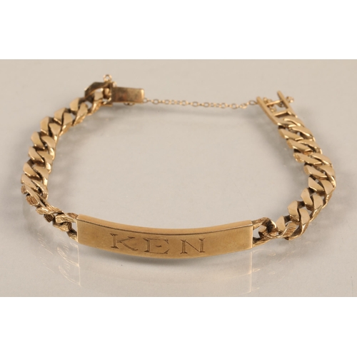 61 - 9ct gold identity bracelet, 20g