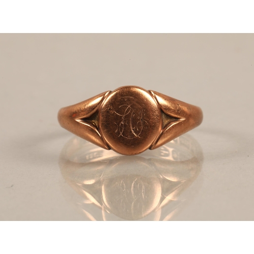 66 - 9ct rose gold signet ring, size N, 3g