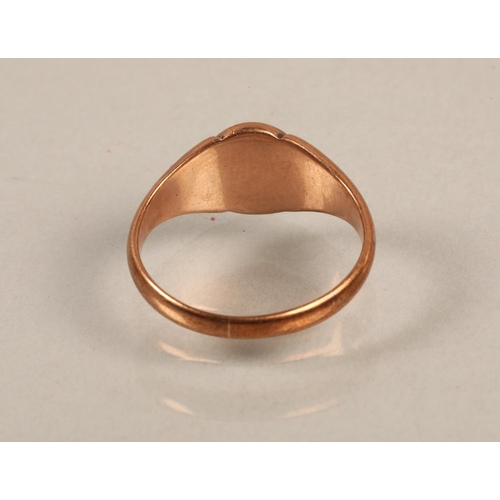 66 - 9ct rose gold signet ring, size N, 3g