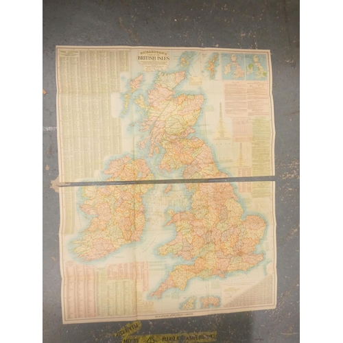 135 - Folding Maps.  Bacon's New Chart of the British Isles, 1916 & various other fldg. maps... 