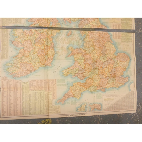 135 - Folding Maps.  Bacon's New Chart of the British Isles, 1916 & various other fldg. maps... 