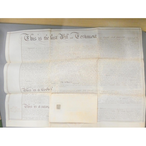 155 - Documents & Ephemera - Lancashire.  1800-1800's. Vellum probate wills & a few vell... 