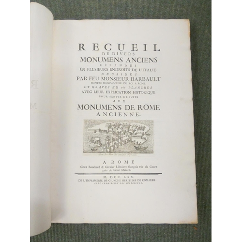 163 - BARBAULT JEAN.  Recueil de Divers Monumens Anciens Repandus en Plusieurs Endroits de L'Italie. Half ... 