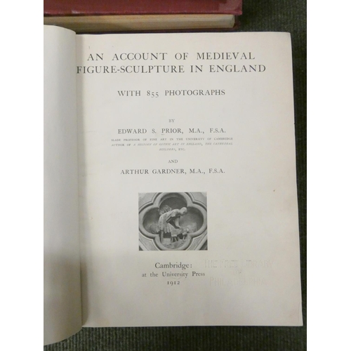 166 - GARDNER ARTHUR.  English Medieval Sculpture. Illus. Large 8vo. Orig. blue cloth. Book stam... 