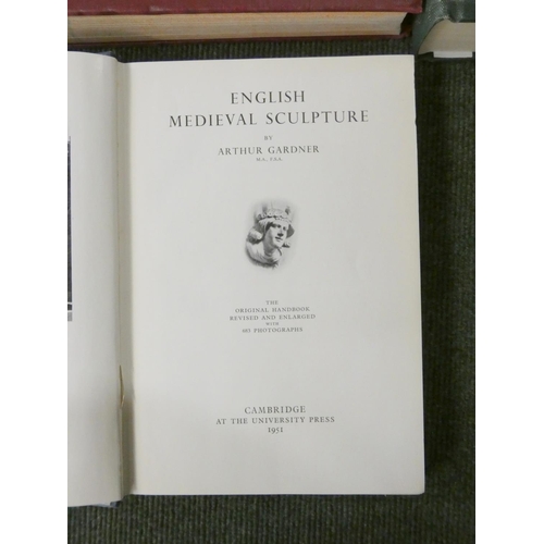 166 - GARDNER ARTHUR.  English Medieval Sculpture. Illus. Large 8vo. Orig. blue cloth. Book stam... 