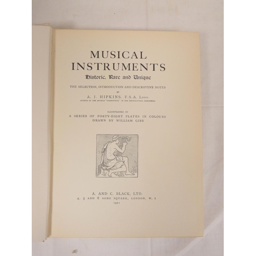 168 - HIPKINS A. J.  Musical Instruments, Historic, Rare & Unique. Good col. plates & te... 