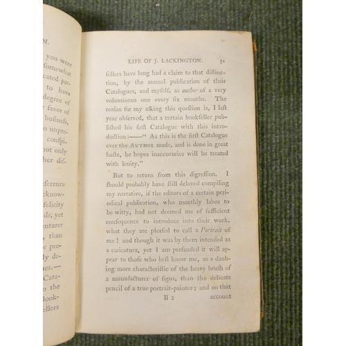 204 - LACKINGTON JAMES.  Memoirs of the First Forty-Five Years of the Life of James Lackington, the P... 