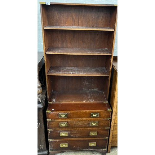 594 - Four-tier open bookcase over four-drawer chest