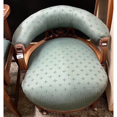 604 - Floral upholstered tub chair