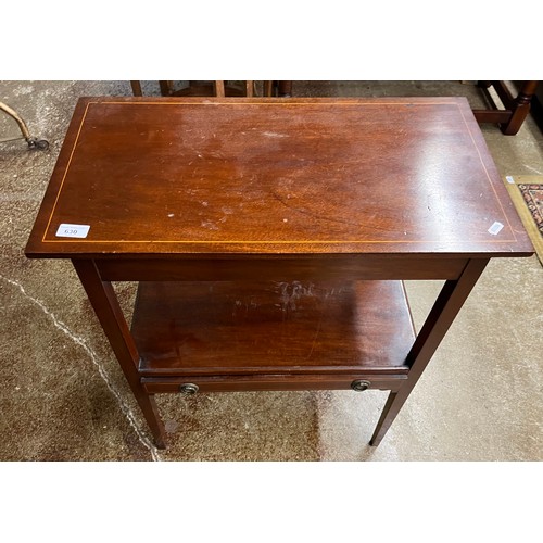 630 - Mahogany two-tier inlaid hall table