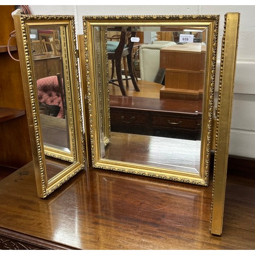 659 - Gilt framed triptych mirror