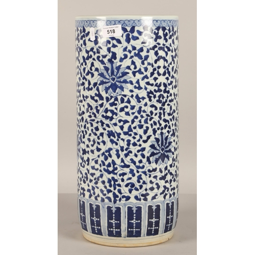 518 - Blue and white ceramic stick stand