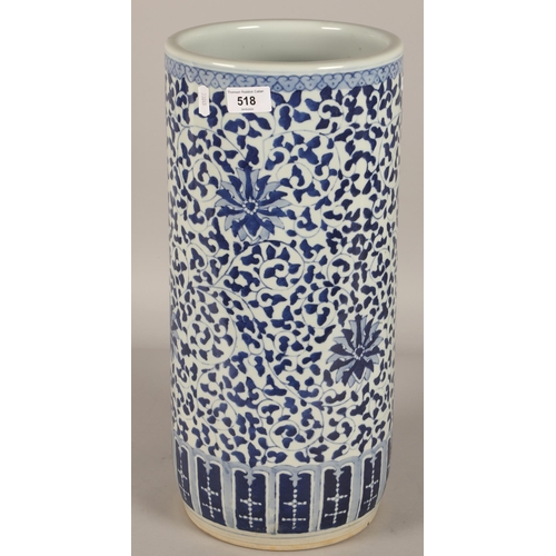 518 - Blue and white ceramic stick stand