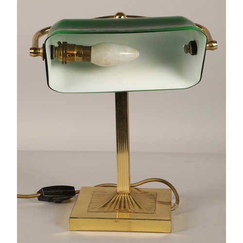 538 - Green desk lamp with brass base