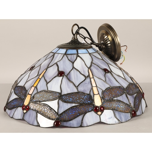 541 - Tiffany style ceiling light with dragonfly design