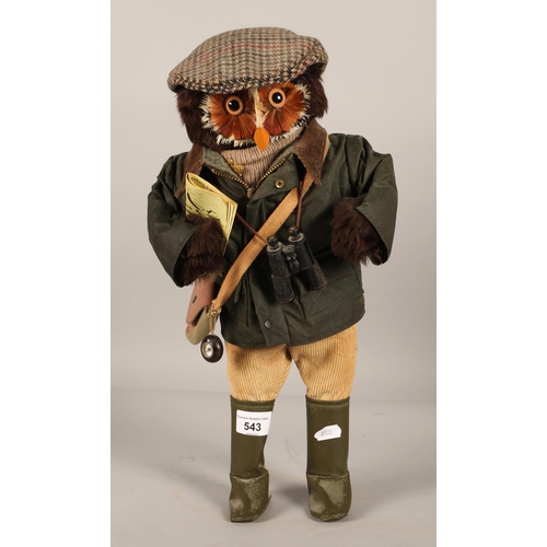 543 - London Owl Company Abercrombie & Fitch country owl wearing binoculars, barbour style jacket, fla... 