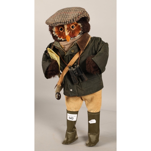 543 - London Owl Company Abercrombie & Fitch country owl wearing binoculars, barbour style jacket, fla... 