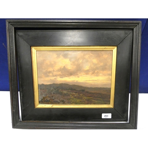 263 - Oil on board, moorland landscape, unsigned.