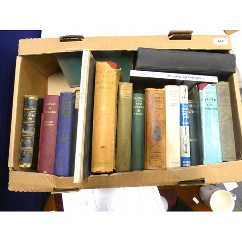 279 - Large box of books to include Bernard Shaw, Edward Wilson.