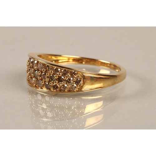 110 - 9k gold ring set with champagne diamonds, ring size U, with authenticity card