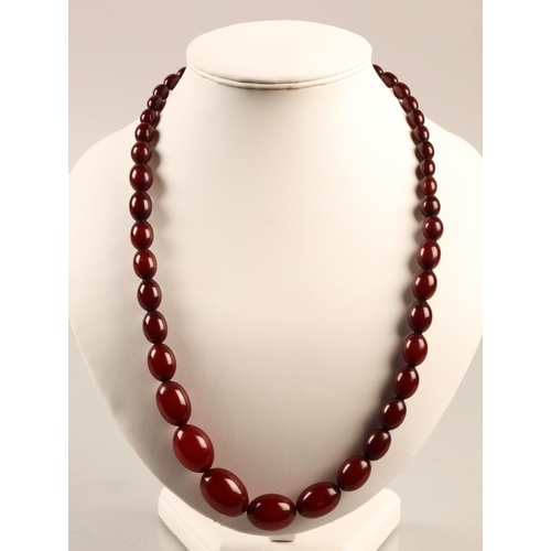 118 - Graduated cherry amber bead necklace