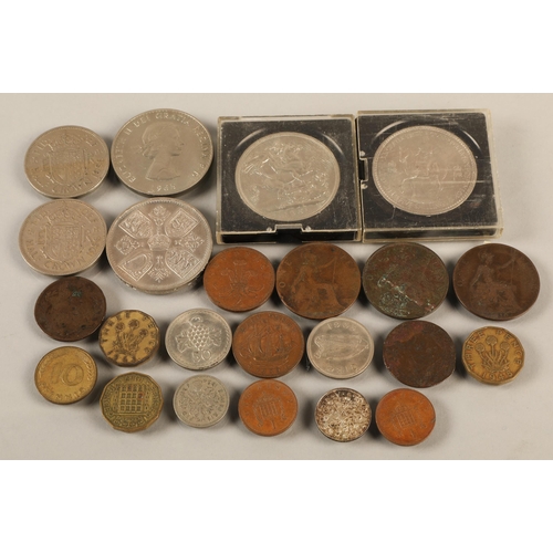 126 - Assorted coins including crowns, shillings, commemorative, etc