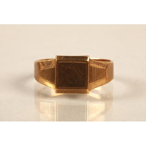 67 - 9ct gold signet ring, cut band, 4.6g