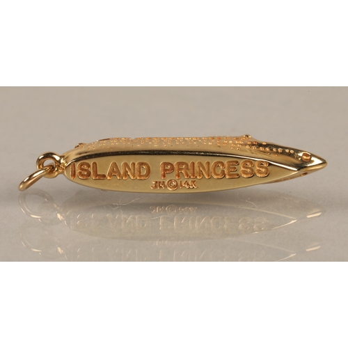 80 - 14K gold charm in the form of the ship 'Island Princess', 3.8g