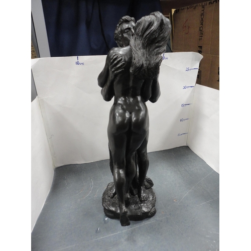 100 - Two reproduction Art Deco-style female figurines to include a bronzed example and the other in the s... 