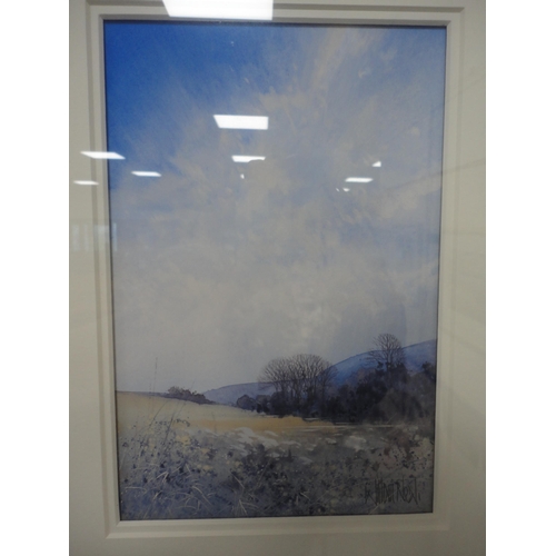 102 - William NealThe Yellow FieldSigned, watercolour, with Maxwelltown Gallery label verso.... 