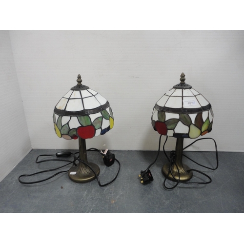 107 - Pair of Tiffany-style table lamps with shades.  (2)